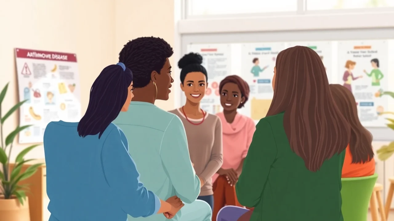 Support session for autoimmune disease awareness showing empathy and community engagement.