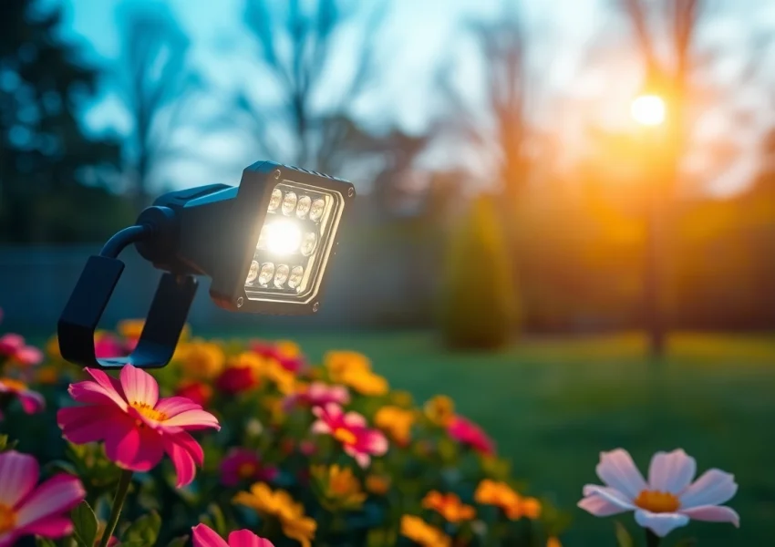 Shine LED Waterproof light brightly in an outdoor garden setting, enhancing beauty and safety.