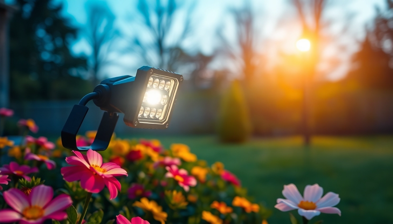 Shine LED Waterproof light brightly in an outdoor garden setting, enhancing beauty and safety.