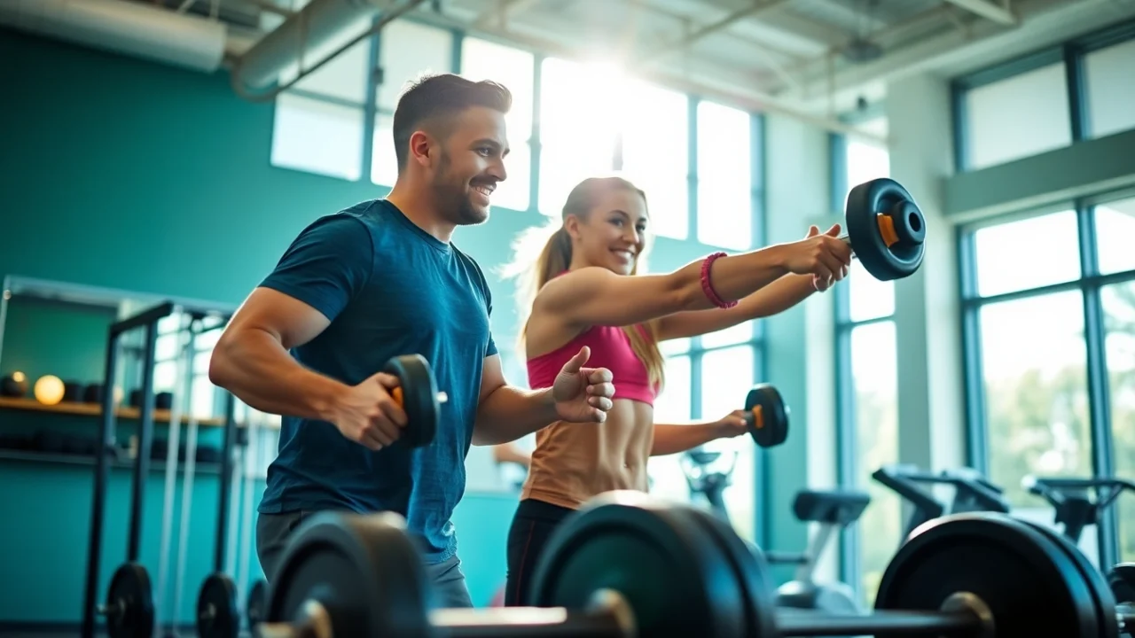 Engaged personal trainer near me providing expert guidance during a workout session.