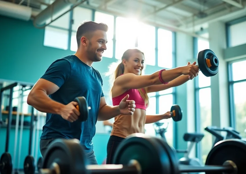 Engaged personal trainer near me providing expert guidance during a workout session.