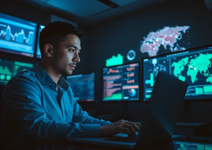 Professionelle Analyse von pentesting-Daten durch einen Sicherheitsexperten am Laptop.
