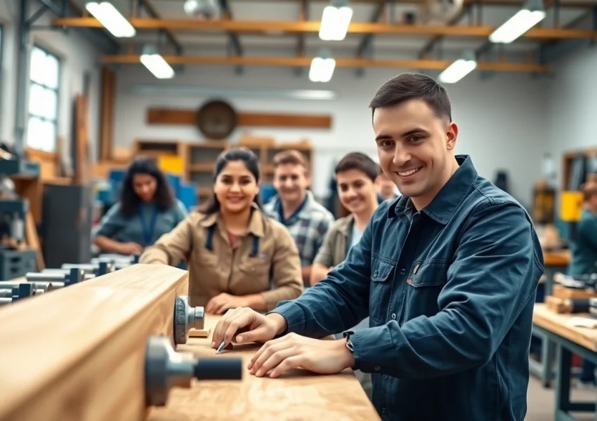 Students learning practical skills in hawaii trade schools with tools and equipment