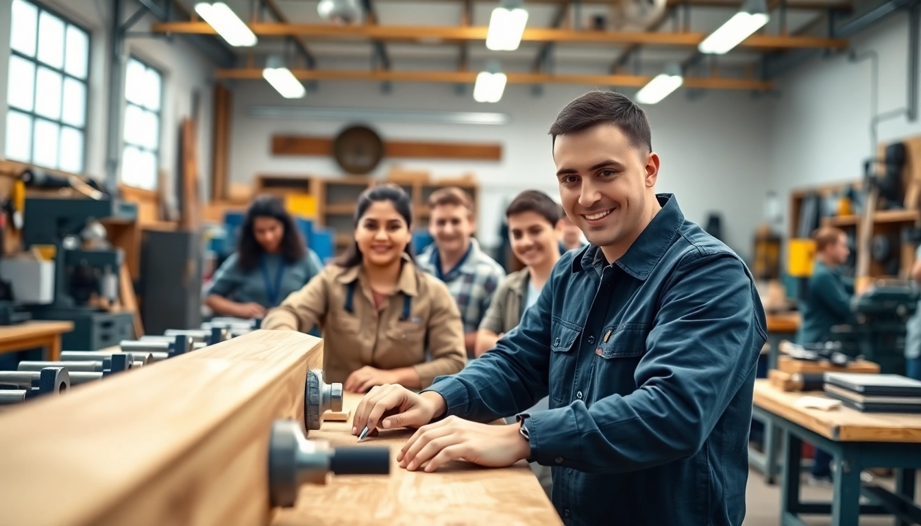 Students learning practical skills in hawaii trade schools with tools and equipment