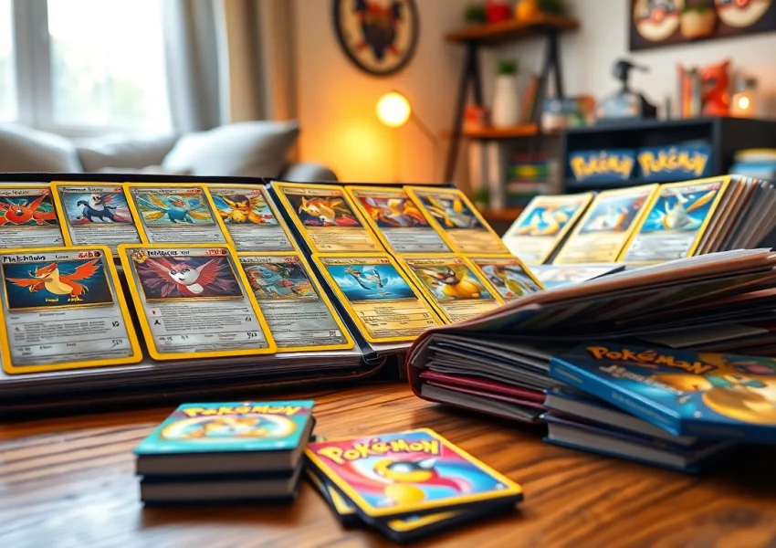 Engaging display of Pokémon TCG cards in India, showcasing vibrant booster packs and stylish album pages.