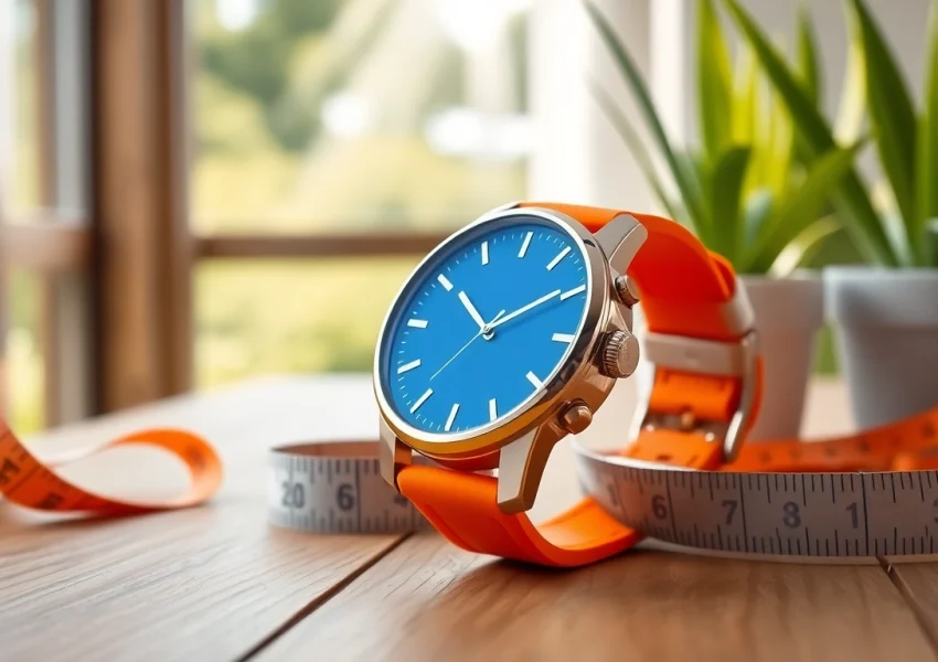 Showcase of an orange watch strap paired with a stylish wristwatch, highlighting vibrant color and design.