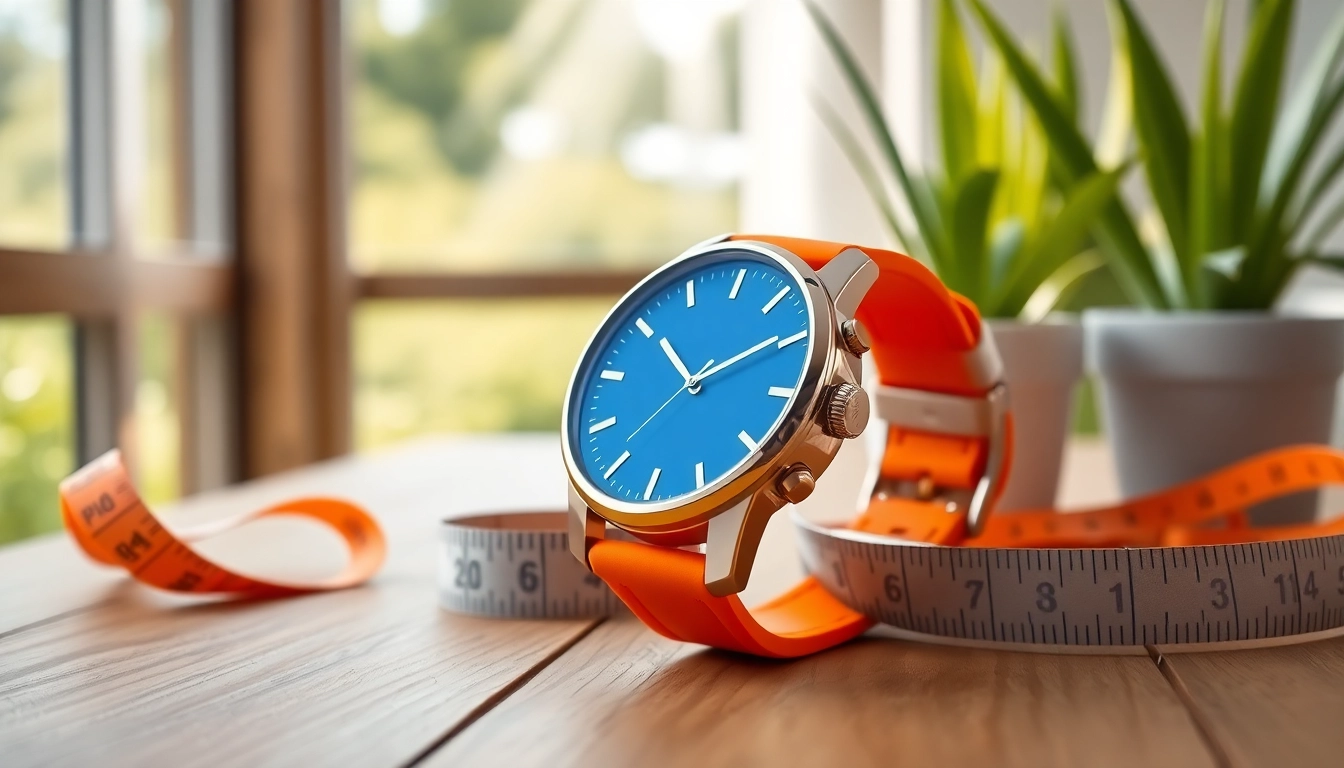 Showcase of an orange watch strap paired with a stylish wristwatch, highlighting vibrant color and design.