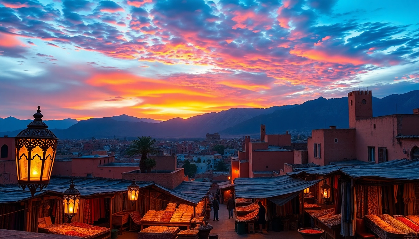 Viajes a Marruecos, experiência cultural en un mercado vibrante y paisajes ocres.