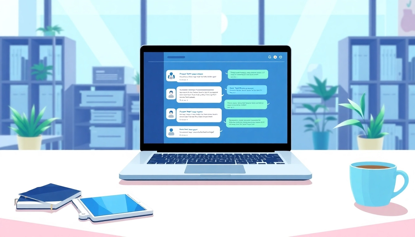 Engaging AI chatbot for website displayed on a laptop in a modern workspace setting.