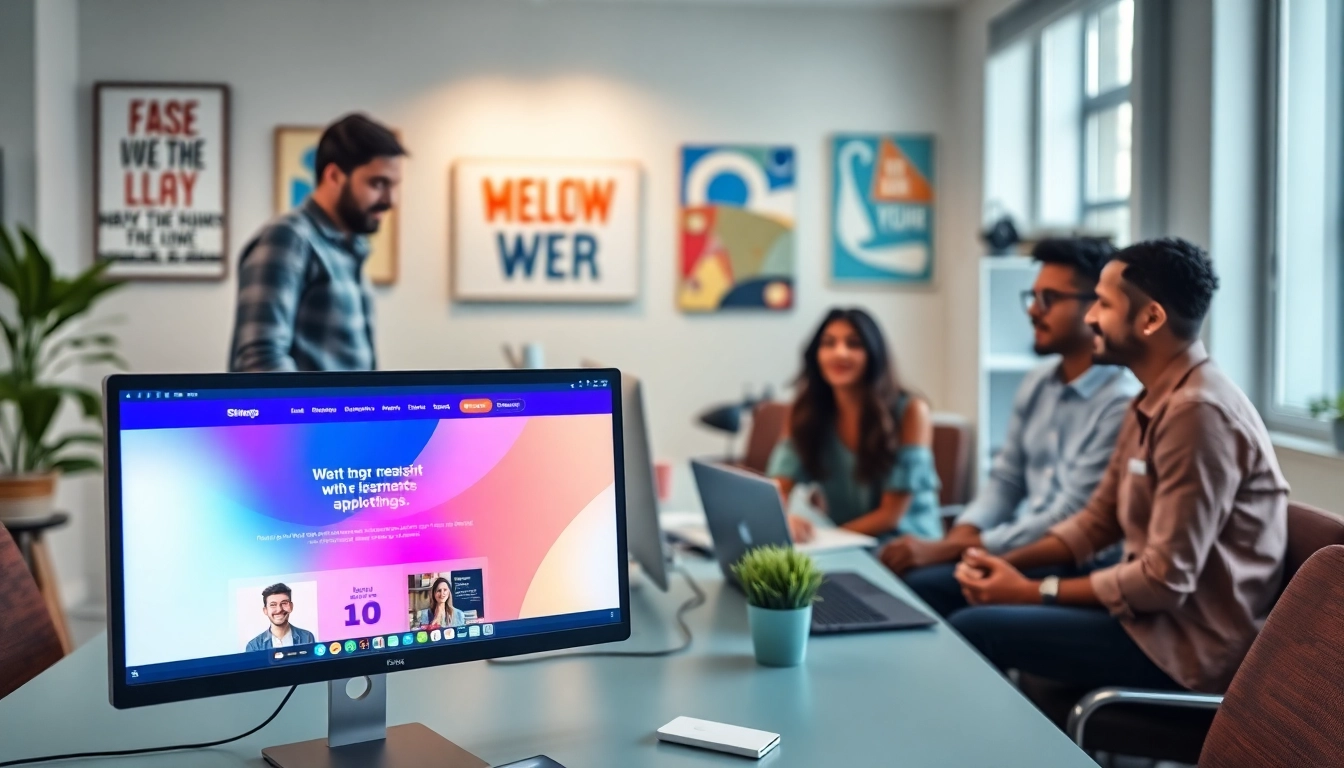 Creative team collaborating in a Kansas City web design company on a modern website project.