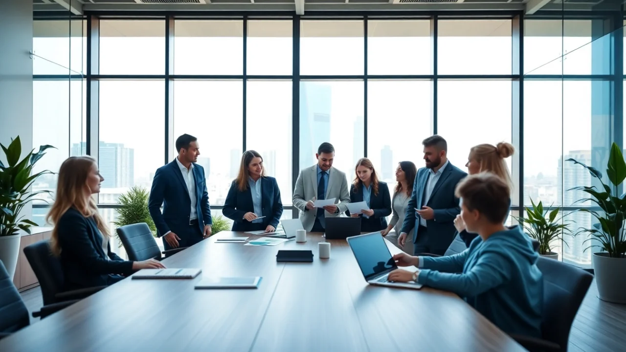 Engaging teamwork at Quickplus Business Consultants in a modern office setup.