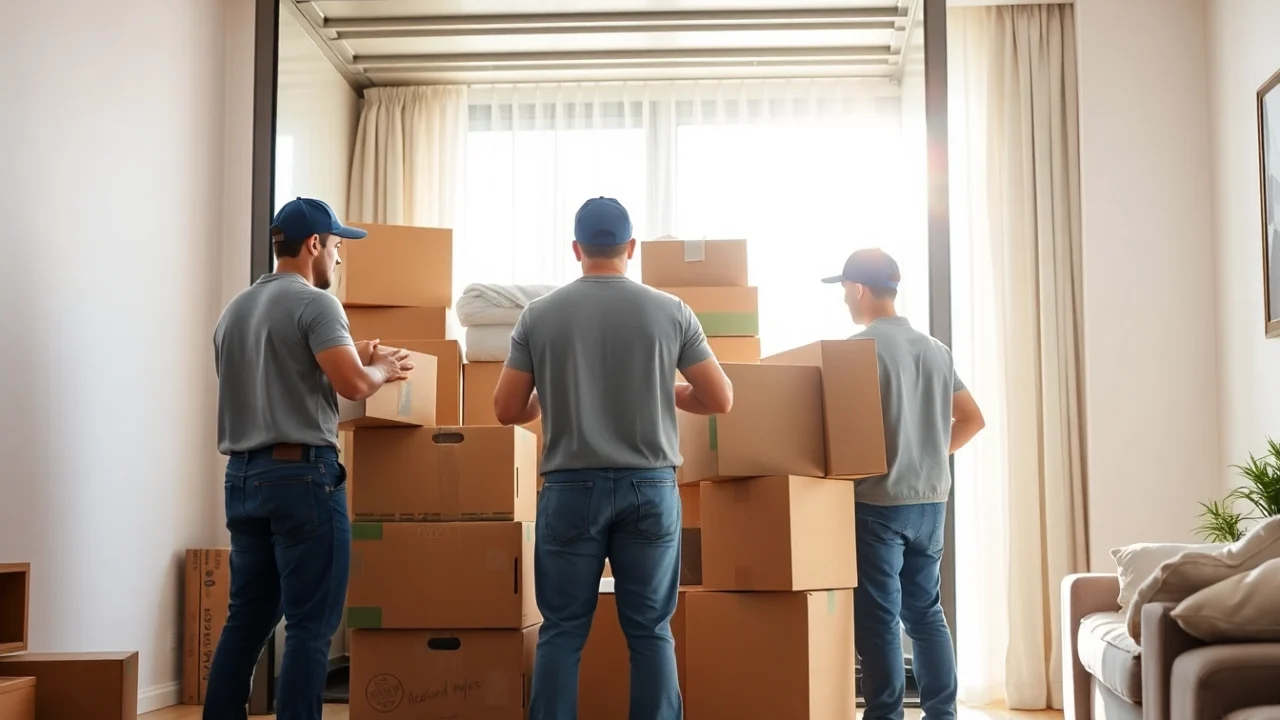 Efficient movers in Toronto loading a truck with household items for moving Toronto.