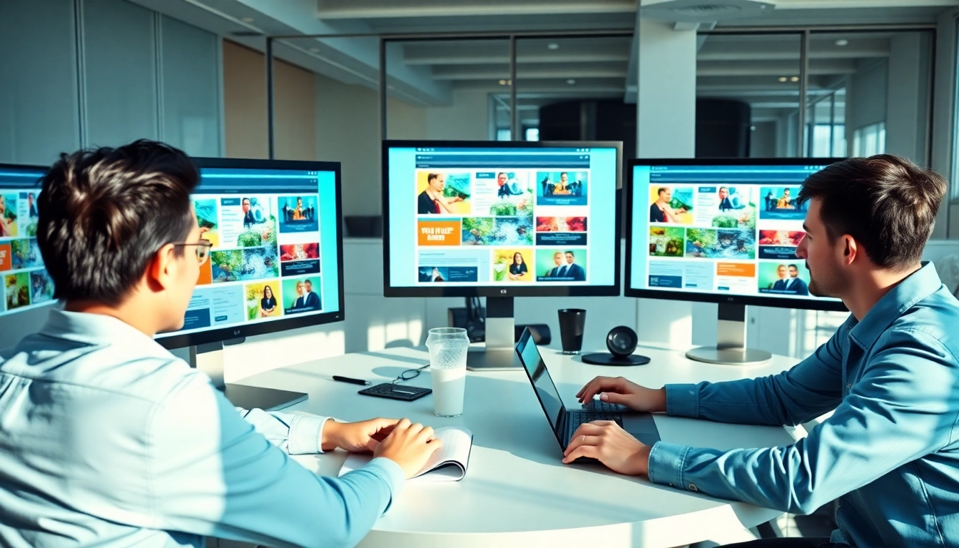 Showcase of a web design and seo companies team collaborating on creative projects.