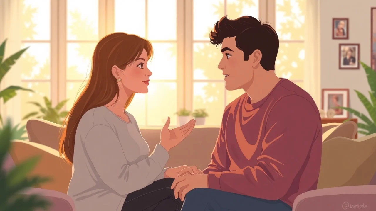 Couple communicating effectively in relationships with warmth and empathy in a cozy setting.