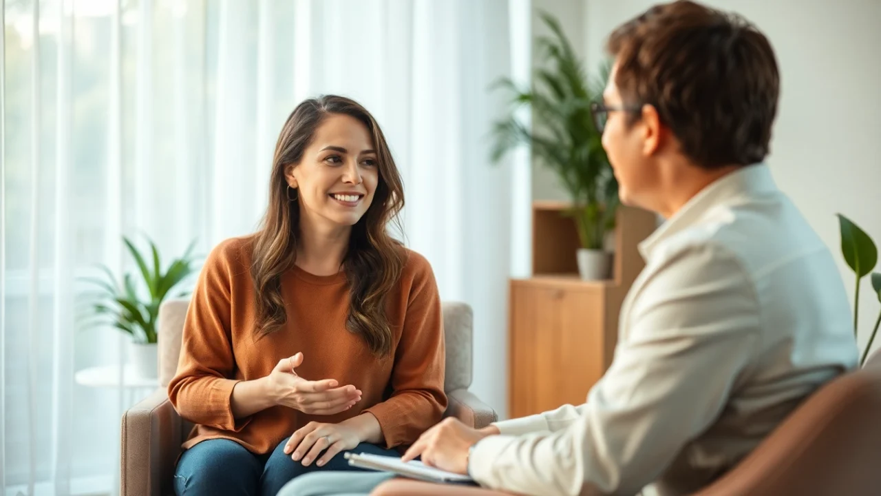 Anxiety treatment dubai therapy session showcasing a compassionate therapist and client in a serene environment.
