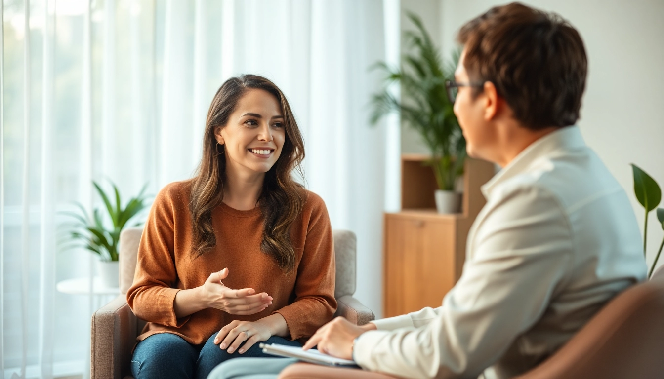 Anxiety treatment dubai therapy session showcasing a compassionate therapist and client in a serene environment.