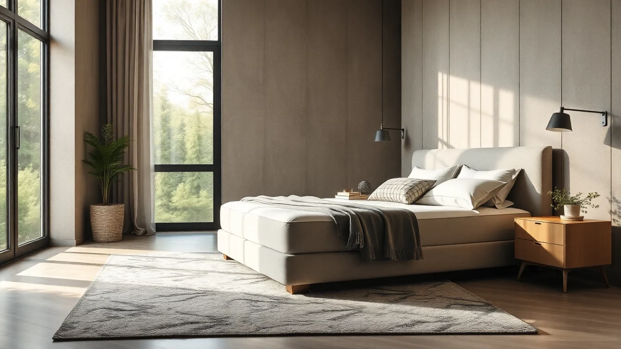 Materassi made in Italy, materasso di alta qualità posizionato in una stanza accogliente con cuscini eleganti.